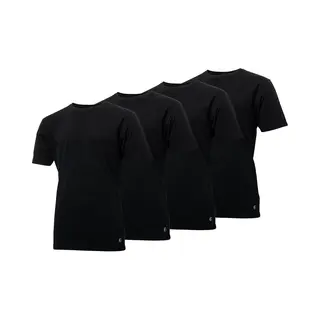 Gentlemen - 4-pak Heren T-shirts Longfit ( Extra Lang ) - Voorgekrompen - 100% Katoen - Ronde Hals - Zwart - Maat Xl