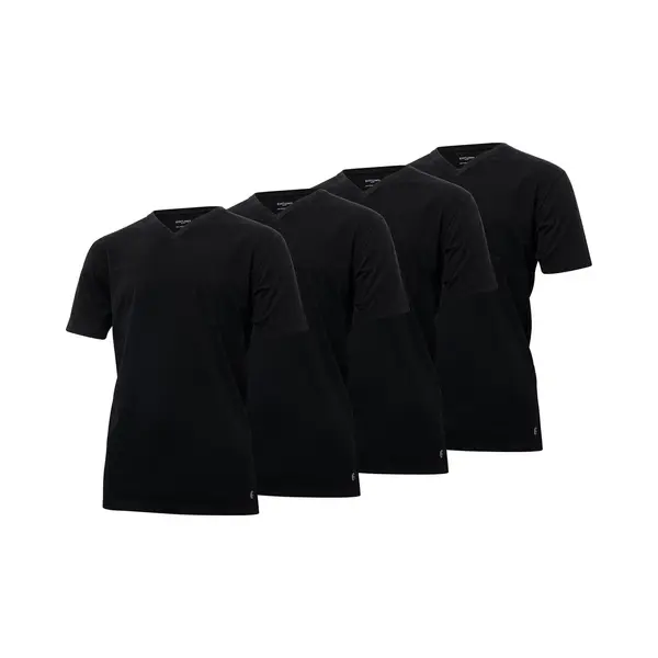 Gentlemen - 4-pak Heren T-shirts Longfit ( Extra Lang ) - Voorgekrompen - 100% Katoen - V-hals - Zwart - Maat Xxl thumbnail