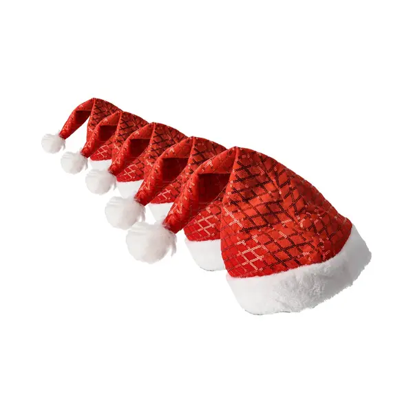 discountershop Kerstmutsen Set Van 5 Luxe | Perfect Voor Kinderen En Volwassenen | Zacht Rood Met Witte Band | 100% Polyester | Wasbaar | Hoofdmaat 54-56 | thumbnail