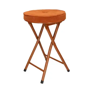 Home & Styling Bijzet Krukje/stoel - Opvouwbaar - Bruin - Ribcord - D33 X H49 Cm
