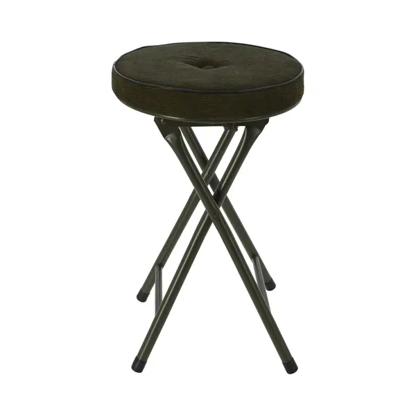 Home & Styling Bijzet Krukje/stoel - Opvouwbaar - Donkergroen - Ribcord - D33 X H49 Cm thumbnail