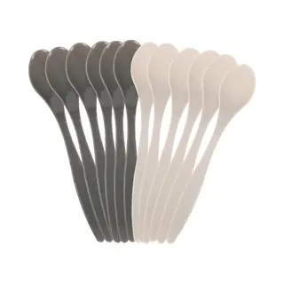 Excellent Houseware Lepelset - 12x - Lichtgrijs / Donkergrijs - 14 Cm - Herbruikbaar - Vaatwasser Bestendig