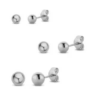 New Bling 929900166 Zilveren Oorknopjes - Setje - 3 Paar - Bolletjes - 3-4-5mm - 925 - Zilver