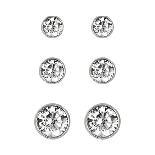 New Bling 929901024 Zilveren Oorbellen - Set Van 3 Paar Oorknopjes - 2, 5 Mm / 3, 0 Mm / 4 Mm - Rond - Zirkonia - Zilver