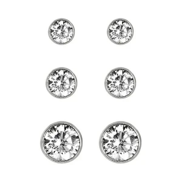 New Bling 929901024 Zilveren Oorbellen - Set Van 3 Paar Oorknopjes - 2, 5 Mm / 3, 0 Mm / 4 Mm - Rond - Zirkonia - Zilver thumbnail