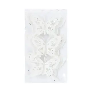 Cosy&Trendy Kerstboomversiering Vlinder - 3x Stuks - 14 Cm - Wit Glitter - Op Clip