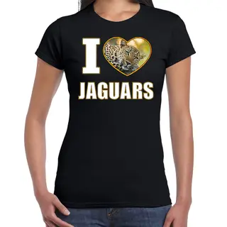 Bellatio Decorations I Love Jaguars T-shirt Met Dieren Foto Van Een Luipaard Zwart Voor Dames - Cadeau Shirt Luipaarden Liefhebber Xxl