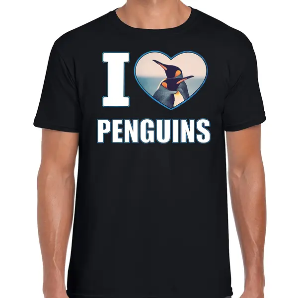 Bellatio Decorations I Love Penguins T-shirt Met Dieren Foto Van Een Pinguin Zwart Voor Heren - Cadeau Shirt Pinguins Liefhebber M thumbnail