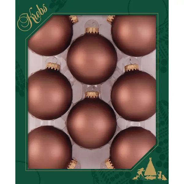 Krebs Kerstballen - 8x - 7 Cm - Kokosnoot Bruin - Glas - Kerstboomversiering thumbnail