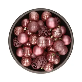 Bellatio Decorations Kerstballen - 37x St - Oudroze - D6 Cm - Kunststof - Kerstversiering