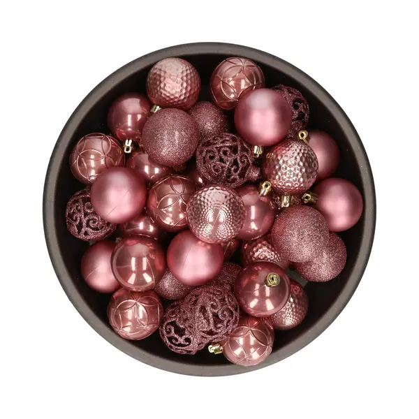 Bellatio Decorations Kerstballen - 37x St - Oudroze - D6 Cm - Kunststof - Kerstversiering thumbnail