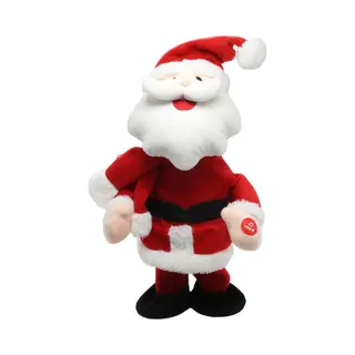 Bellatio Decorations Dansende Kerstman Pop - 30 Cm - Pluche/kunststof - Bewegende Kerstfiguren/kerstpoppen - Kerst