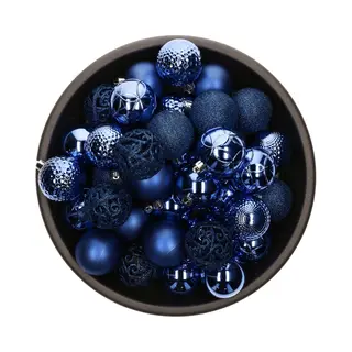 Bellatio Decorations Kerstballen - 37x St - Kobalt Blauw - D6 Cm - Kunststof - Kerstversiering