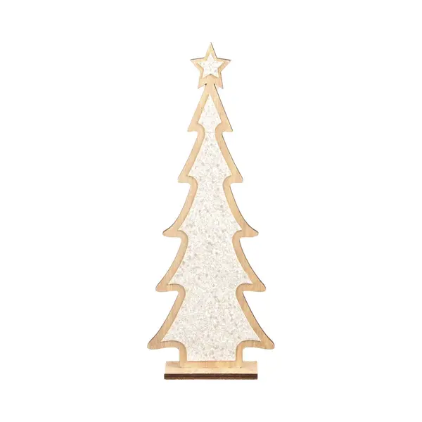 Othmar Decorations Kerstdecoratie Houten Kerstboom Glitter Wit 35, 5 Cm - Vensterbank Kerstdecoratie Houten Kerstbomen thumbnail