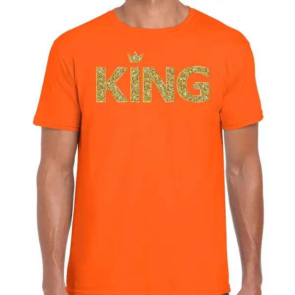 Bellatio Decorations Koningsdag King T-shirt Oranje Met Gouden Kroon Heren - Koningsdag Kleding / Outfit Xxl thumbnail
