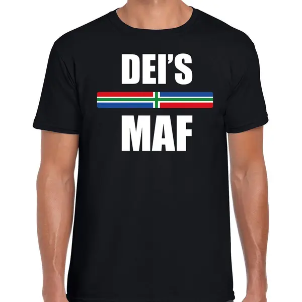 Bellatio Decorations Deis Maf Met Vlag Groningen T-shirt Zwart Heren - Gronings Dialect Cadeau Shirt Xl thumbnail