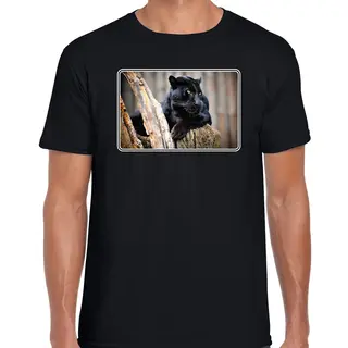 Bellatio Decorations Dieren Shirt Met Panters Foto - Zwart - Voor Heren - Natuur / Zwarte Panter Cadeau T-shirt - Kleding Xxl