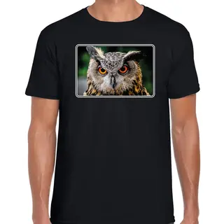 Bellatio Decorations Dieren Shirt Met Uilen Foto - Zwart - Voor Heren - Roofvogel / Uil Cadeau T-shirt - Kleding L
