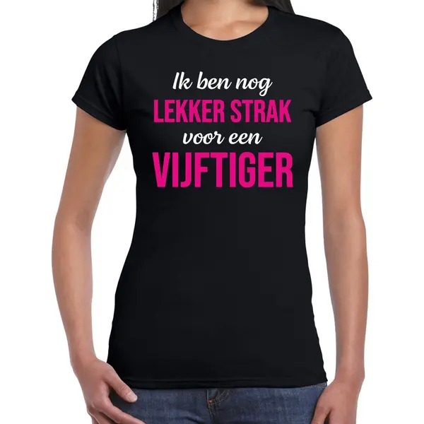 Bellatio Decorations Ik Ben Nog Lekker Strak Voor Een Vijftiger Cadeau T-shirt Zwart Voor Dames - 50 Jaar Verjaardag Kado Shirt / Outfit / Sarah Xl thumbnail