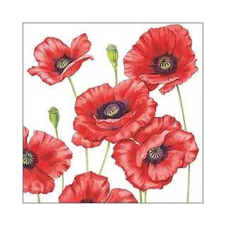 Ambiente 80x Klaprozen/poppy Bloemen Voorjaar Servetten 33 X 33 Cm - Papieren Wegwerpservetten 3-laags