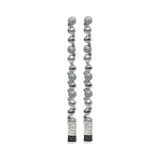 Decoris Kleine Kerstballen - 28x Stuks - Zilver - 3 Cm - Kunststof - Onbreekbaar