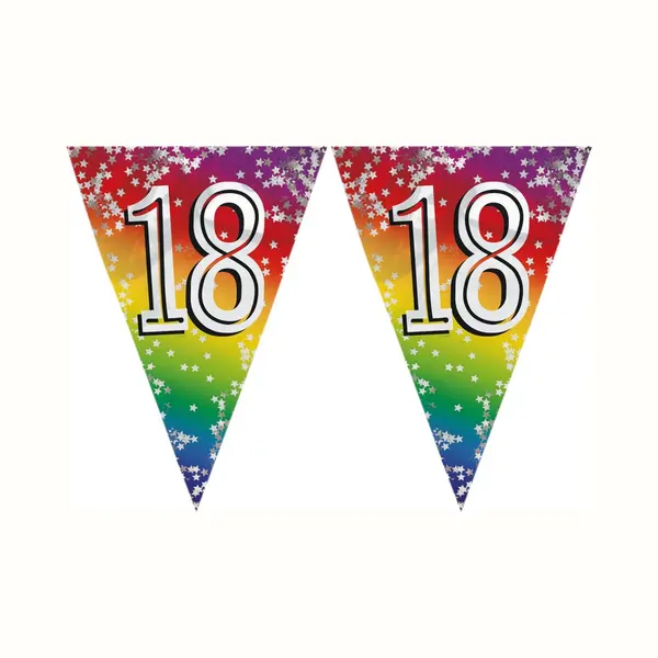 Boland 4x Stuks Vlaggenlijn 18 Jaar Versiering Vlaggetjes Slinger 6 Meter - Glitter Folie - Binnen/buiten Gebruik thumbnail
