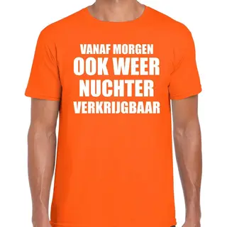 Bellatio Decorations Koningsdag T-shirt Morgen Nuchter Verkrijgbaar Oranje - Heren - Kingsday Outfit / Kleding / Shirt Xxl