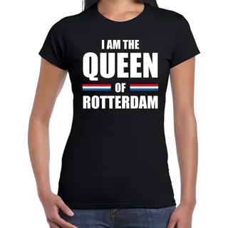 Bellatio Decorations Koningsdag T-shirt I Am The Queen Of Rotterdam Zwart - Dames - Kingsday Rotterdam Outfit / Kleding / Shirt Xl