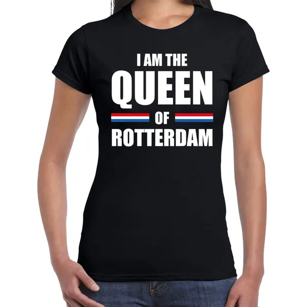 Bellatio Decorations Koningsdag T-shirt I Am The Queen Of Rotterdam Zwart - Dames - Kingsday Rotterdam Outfit / Kleding / Shirt Xl thumbnail