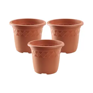 Hega Hogar Bloempot/plantenpot - 3x - D30 Cm X H24 Cm - Terra Cotta Kunststof - Buiten Gebruik