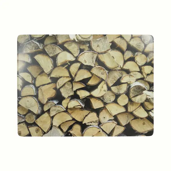 Mars & More Placemat - 3x Stuks - Openhaard Hout Print - 30 X 40 Cm - Kurk - Rechthoekig - Onderlegger - Tafeldecoratie thumbnail
