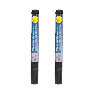 Rayher hobby materialen Rayher Hobby Textielstiften - 2x Stuks - Glitter Zwart - Dikke Punt - Voor Op Kleding/stof