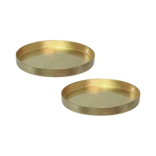 Othmar Decorations Dienblad/kaarsenplateau - 2x Stuks - Goud - D27 Cm - Kunststof - Rond