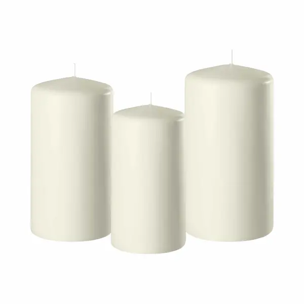 Enlightening Candles Set Van 3x Stuks Ivoor Witte Stompkaarsen 10-12-15 Cm Met Diameter 6 Cm - Sfeer Kaarsen Voor Binnen thumbnail