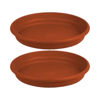 Hega Hogar Opvangbord - 2x - Terracotta - Kunststof - D35 Cm - Onderschaal/opvangbord
