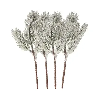 Kunst Dennentak - 6x - Groen - 20 Cm - Met Sneeuw - Kersttakken - Kerststukje Takken - Kunsttakken Dennen