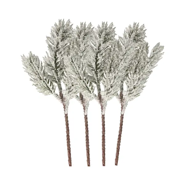 Kunst Dennentak - 6x - Groen - 20 Cm - Met Sneeuw - Kersttakken - Kerststukje Takken - Kunsttakken Dennen thumbnail