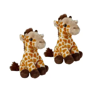 Ravensden 2x Stuks Pluche Gevlekte Giraffe Knuffel 15 Cm - Giraffen Safaridieren Knuffels - Speelgoed Knuffeldieren/knuffelbeest