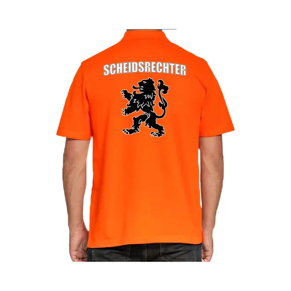 Bellatio Decorations Scheidsrechter Holland Supporter Poloshirt - Heren - Oranje Met Leeuw - Nederland Fan / Ek / Wk Polo Shirt / Kleding S thumbnail