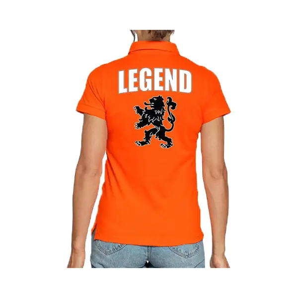 Bellatio Decorations Legend Holland Supporter Poloshirt - Dames - Oranje Met Leeuw - Nederland Fan / Ek / Wk Polo Shirt / Kleding Xs thumbnail