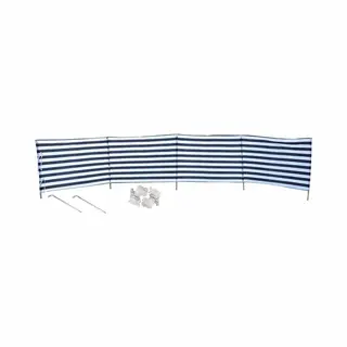 Gebro Strand/camping Windscherm Gestreept Wit/blauw 2 Meter X 120 Cm Incl. Haringen En Scheerlijnen - Beschutting/schermen