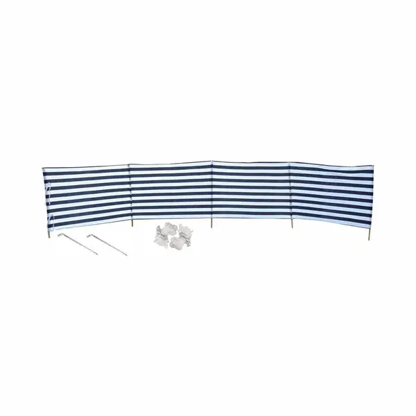 Gebro Strand/camping Windscherm Gestreept Wit/blauw 2 Meter X 120 Cm Incl. Haringen En Scheerlijnen - Beschutting/schermen thumbnail