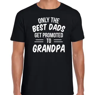 Bellatio Decorations Only The Best Dads Get Promoted To Grandpa T-shirt - Zwart - Voor Heren - Aankondiging - Cadeau - Zwangerschap - Opa M