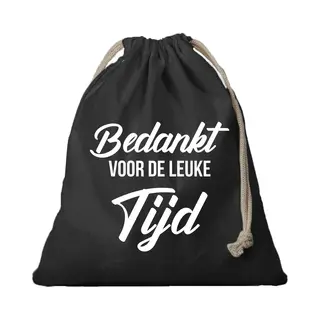 Bellatio Decorations 1x Canvas Cadeautasje Bedankt Voor Leuke Tijd Zwart 25 X 30 Cm - Geschenktas/ Cadeautas Bedankt Collega, Juf, Meester Etc