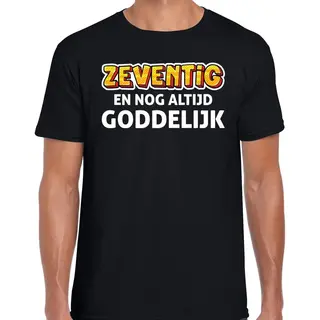 Bellatio Decorations Verjaardag T-shirt 70 Jaar - Zeventig En Goddelijk - Zwart - Heren - Zeventig Jaar Cadeau Shirt Xxl