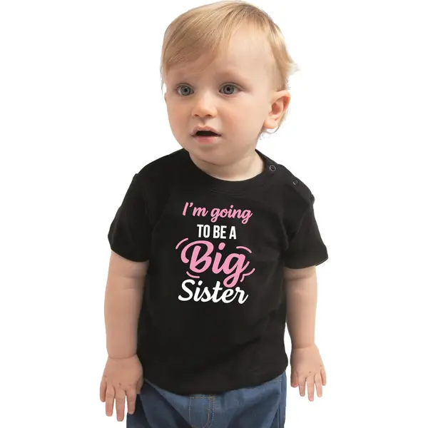 Bellatio Decorations Going To Be A Big Sister Cadeau T-shirt Zwart Voor Baby / Kinderen - Aankodiging Zwangerschap Grote Zus 62 thumbnail