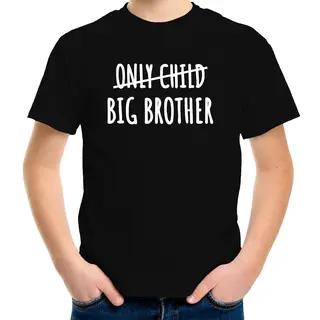 Bellatio Decorations Correctie Only Child Big Brother Grote Broer Cadeau T-shirt Zwart Voor Jongens / Kinderen - Aankondiging Broer Of Zus 134/140