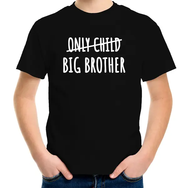 Bellatio Decorations Correctie Only Child Big Brother Grote Broer Cadeau T-shirt Zwart Voor Jongens / Kinderen - Aankondiging Broer Of Zus 134/140 thumbnail
