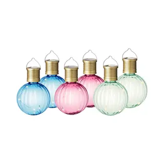 Set Van 6x Stuks Buiten Led Roze, Blauwe En Groene Lampion Solar Verlichting 11 Cm