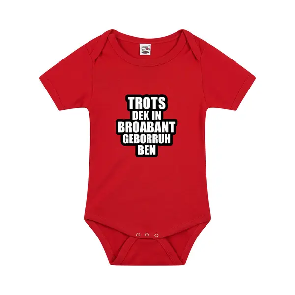Bellatio Decorations Trots Dek In Broabant Geborruh Ben Tekst Baby Rompertje Rood Jongens En Meisjes - Kraamcadeau - Brabant Geboren Cadeau 80 thumbnail